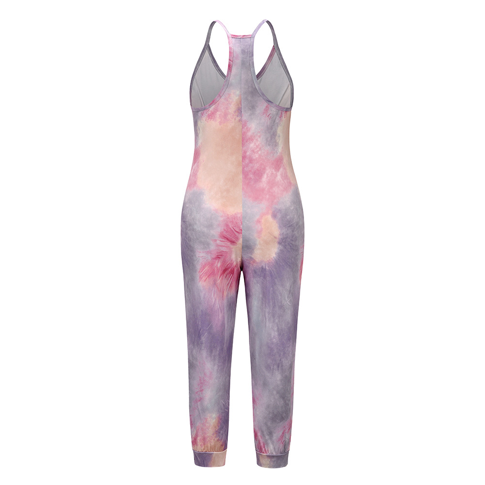 sexy V-neck suspender tie-dye jumpsuit Nihaostyles wholesale clothing vendor NSHYG72303