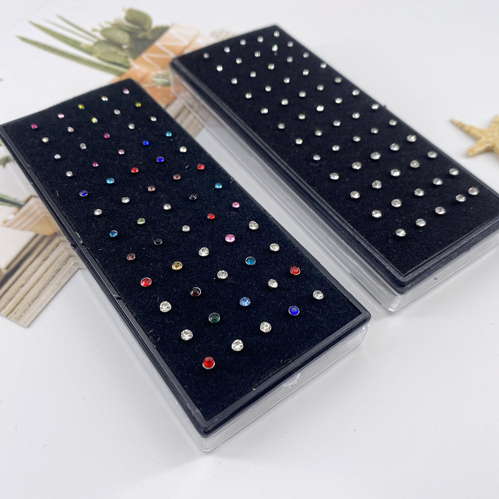 Fashion Geometric Stainless Steel Inlay Rhinestones Nose Studs 1 Set display picture 4