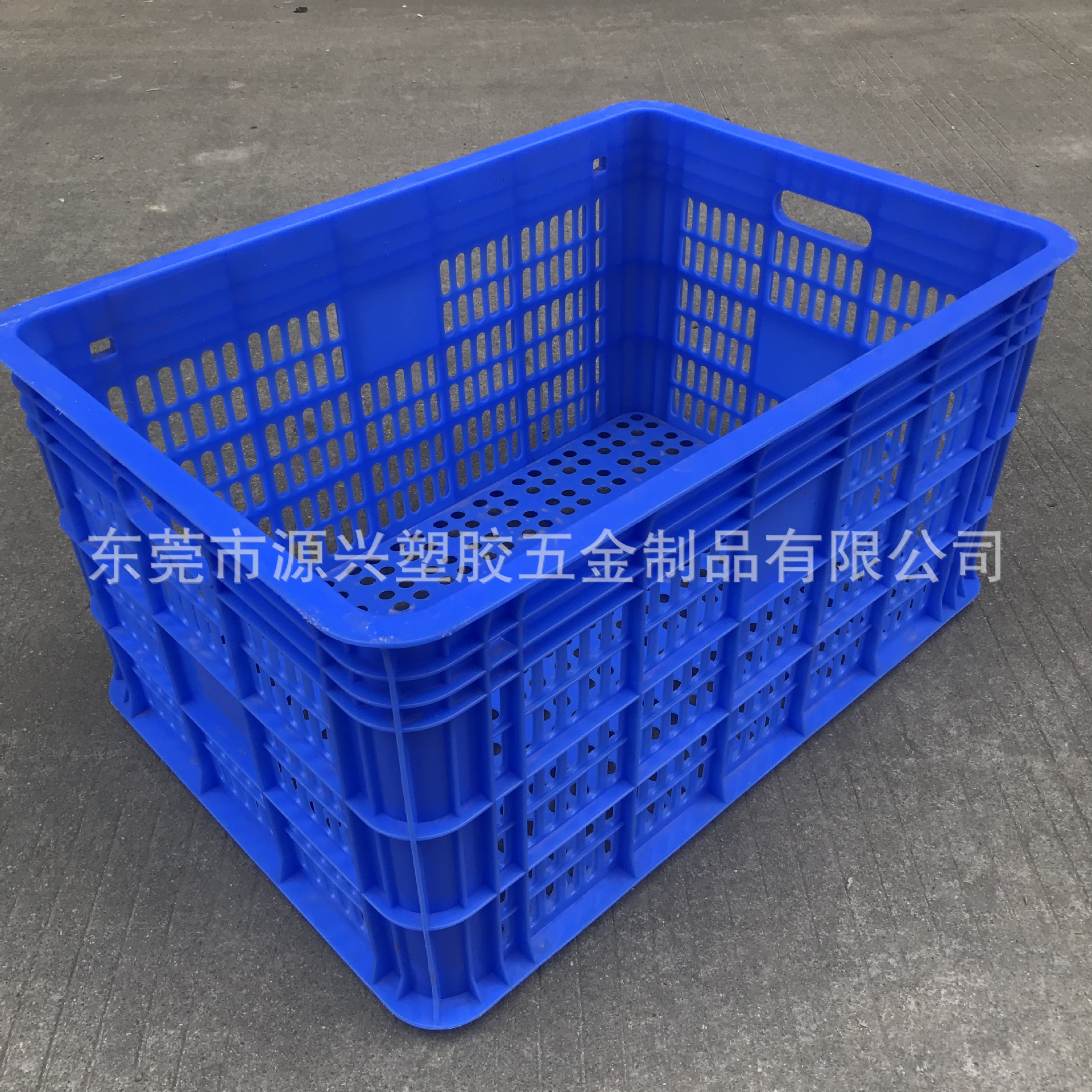 全新料蓝色PE塑料筐车间超市水产生鲜周转箩服装水果食品厂胶框萝