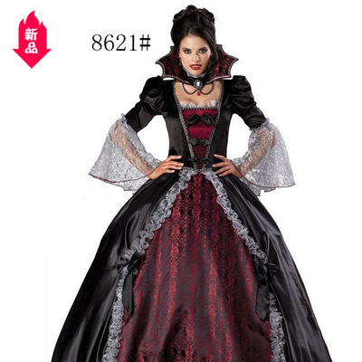 Halloween Costumes Vampire Zombie clothing Witch Black king Masquerade party Queen uniform