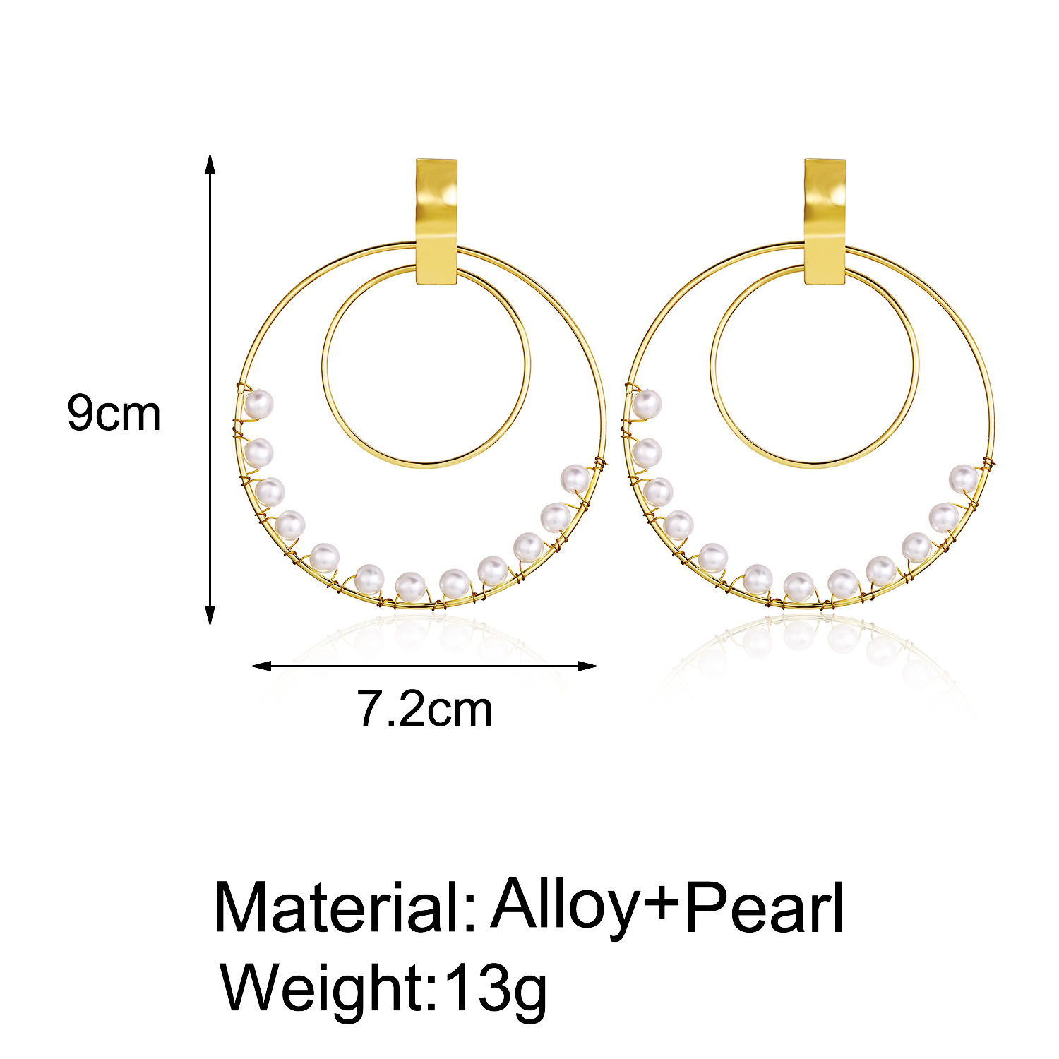 5040651 Han Zhishang Nouveau Grand Et Petit Cercles Enroulement Perle Boucles D'oreilles Creative Rétro Simple Or Boucles D'oreilles display picture 1