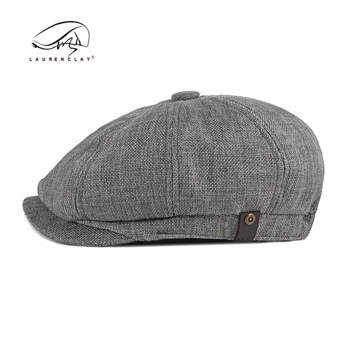 Octagonal hat for men, spring and summer thin breathable imitation hemp duck cap for men, British retro casual beret hat for women