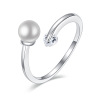 Ring heart shaped from pearl, silver 925 sample, light luxury style, simple and elegant design