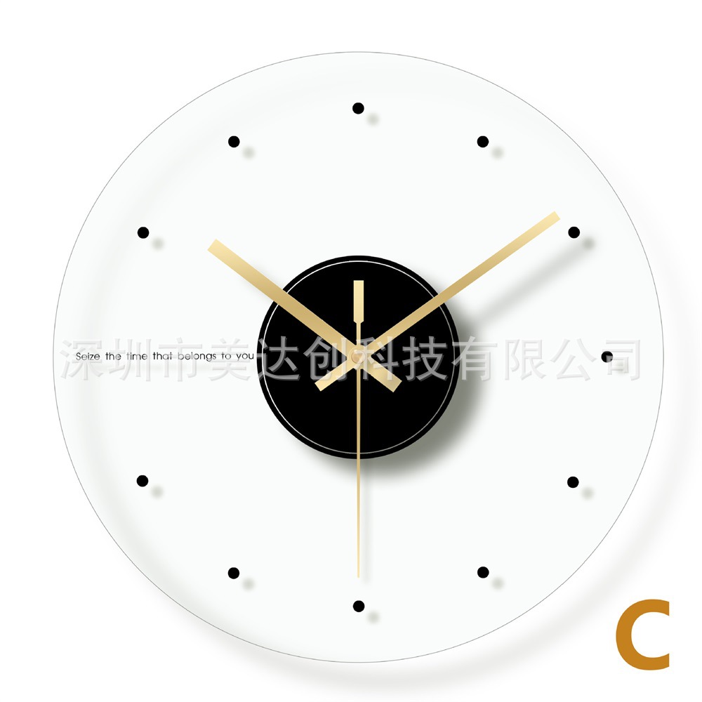 Reloj de pared de cristal templado redondo transparente, estilo nórdico minimalista – silencioso, para hogar.