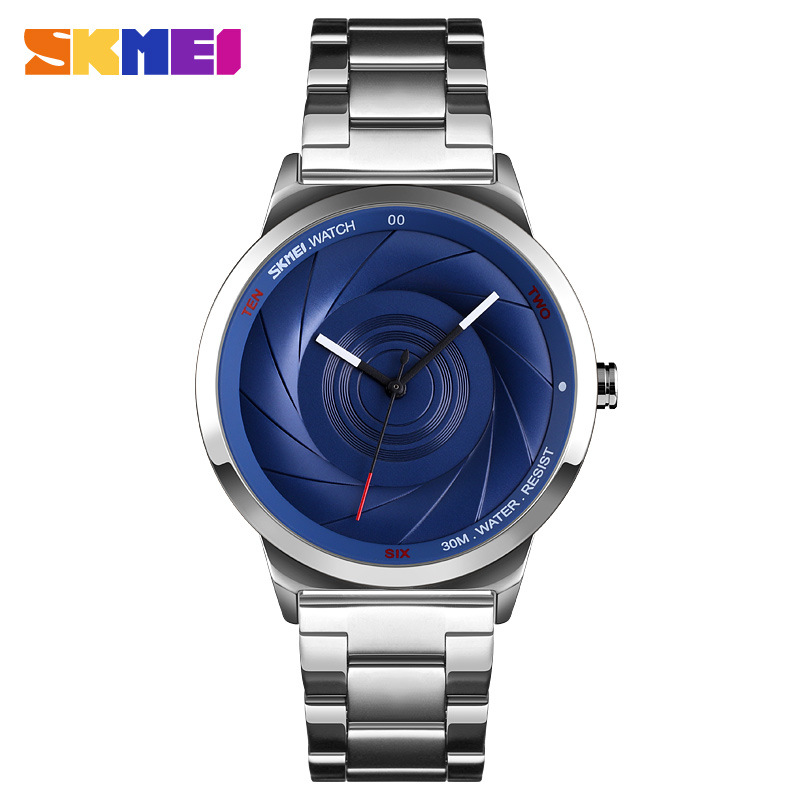 Skmei 9210 moda hombres de moda de negocios Reloj simple tridimensional superficie impermeable de alto grado de oro reloj de cuarzo