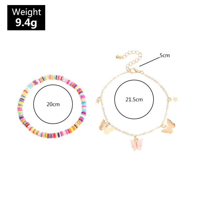 Fz0159 Europäischer Und Amerikanischer Grenz Überschreiten Der Schmuck Großhandel Multi-element-strands Til Weiche Keramik Fußkettchen Schmetterling Fünfzackige Stern Fußschmuck display picture 1