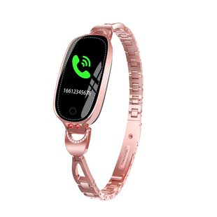 F18 Fashion Ladies Sports Bracelet Pedometer Heart Rate Metal Strap Blood Pressure Information Reminder