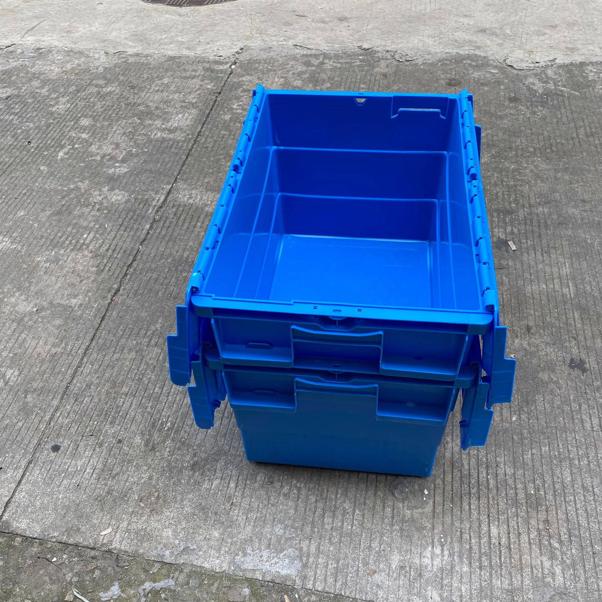 塑料周转箱 斜插式物流箱600*400*360翻盖运输箱工具整理箱带盖