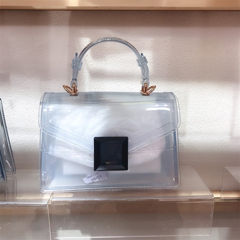 Clearance jelly bag, transparent pvc women's bag, gradient color small square bag, handbag, single-shoulder crossbody women's bag in stock undefined