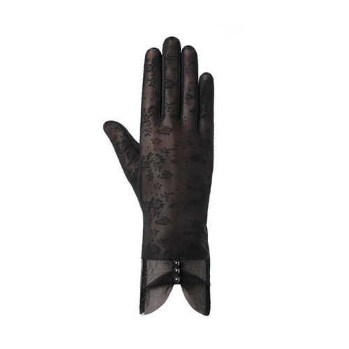 Lace sun protection gloves for women in summer, anti-UV, anti-slip, touch screen, ice silk feel, breathable, thin, mid-length, outdoor