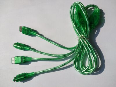 跨境專供GBA四打線 對打連接線遊戲機配件四人聯對打 壹拖四頭線