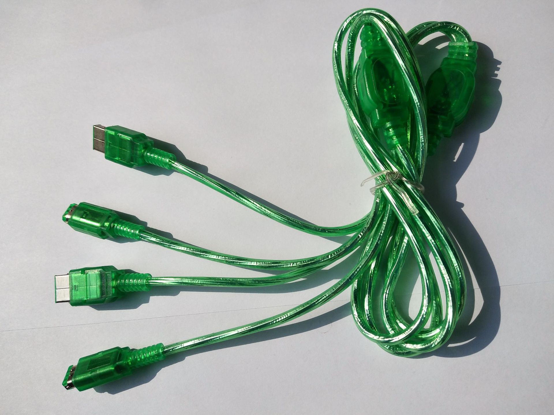 跨境專供GBA四打線 對打連接線遊戲機配件四人聯對打 壹拖四頭線