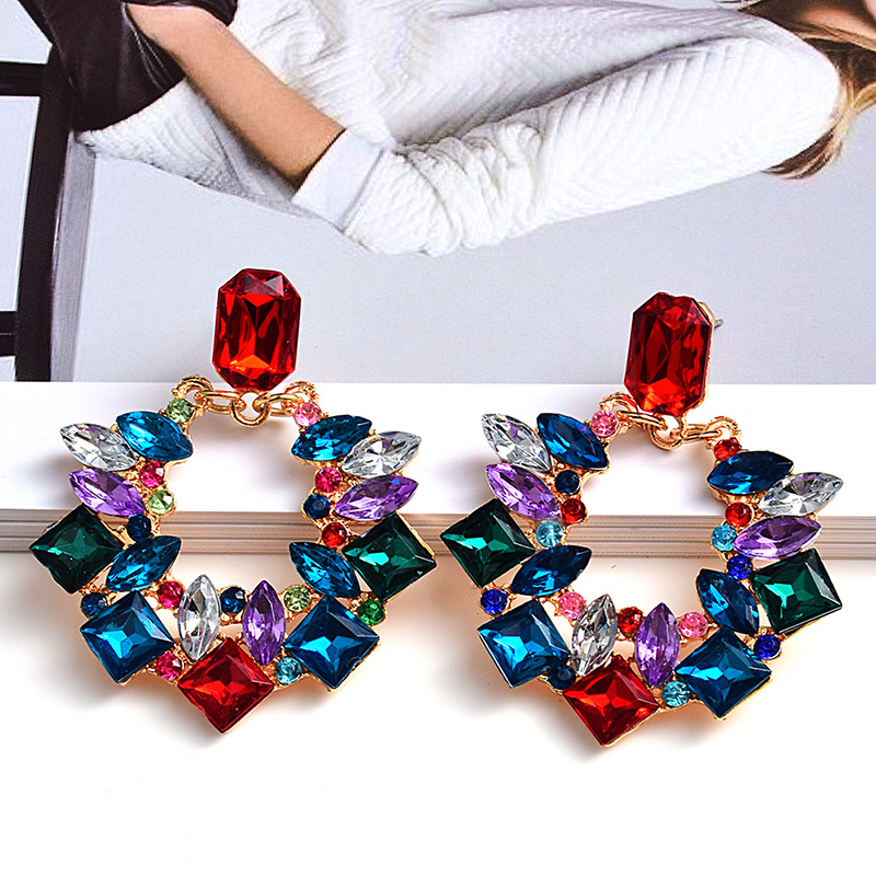 1 Pair Luxurious Geometric Plating Inlay Alloy Rhinestones Drop Earrings display picture 4