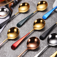 網紅304不鏽鋼圓頭勺韓式小飯勺創意勺子調羹湯勺兒童吃飯可愛