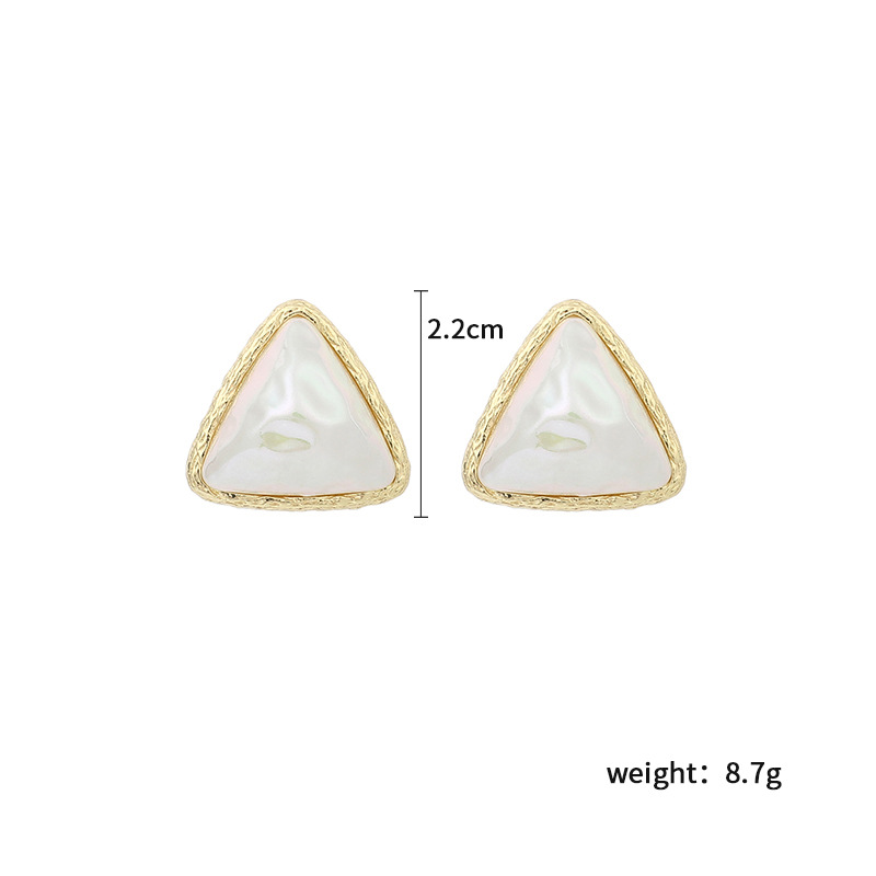 9g Weight Earrings Classification Wedding, Travel Occasion Human Face Pattern Women'S Gender Gold Color Simple Geometric Triangle Earrings Korean Pearl Earrings Wholesale Nihaojewelry 无