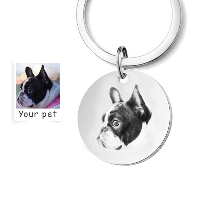 Cross-border foreign trade export pet dog brand Cat brand pendant round brand jewelry key chain single piece to figure personality customization