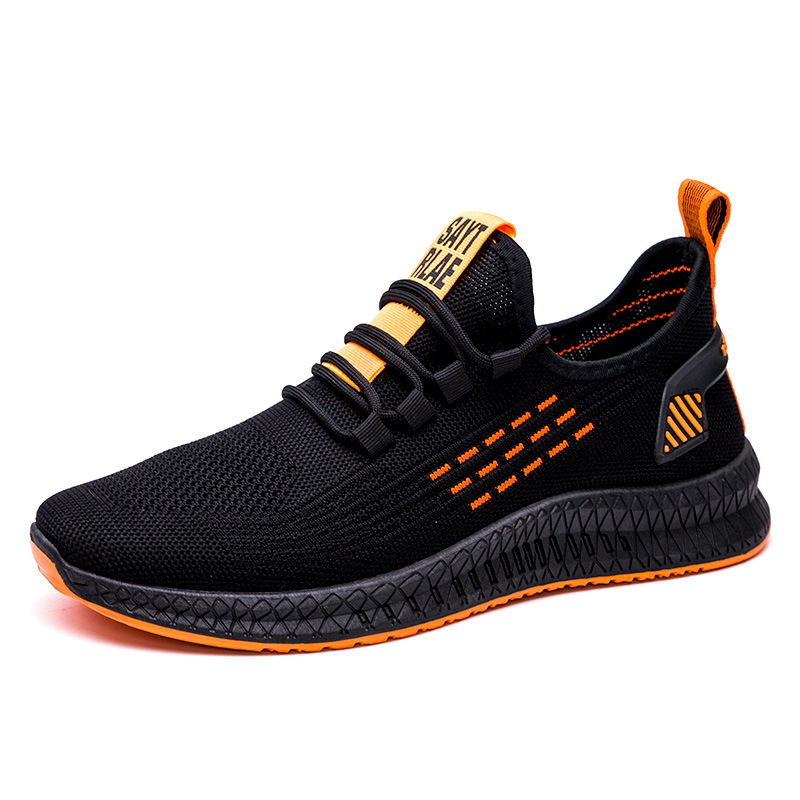 2020 Spring New Sports Shoes Breathable Mesh Wear Men's Running Lightweight Flat Fly Knitting Leisure Men's Shoes
