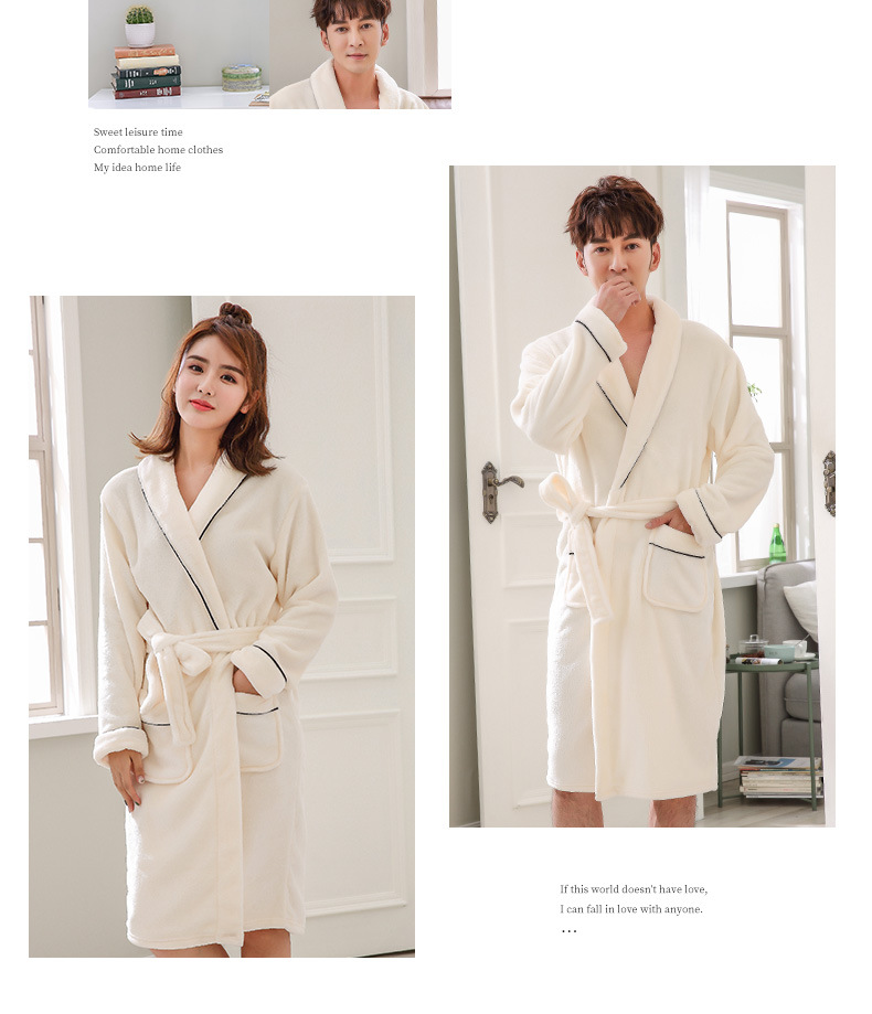 GraceChic GraceChic Autumn And Winter Thickened Flannel Couple's Coral Fleece Pajamas Bathrobe_voghion.com