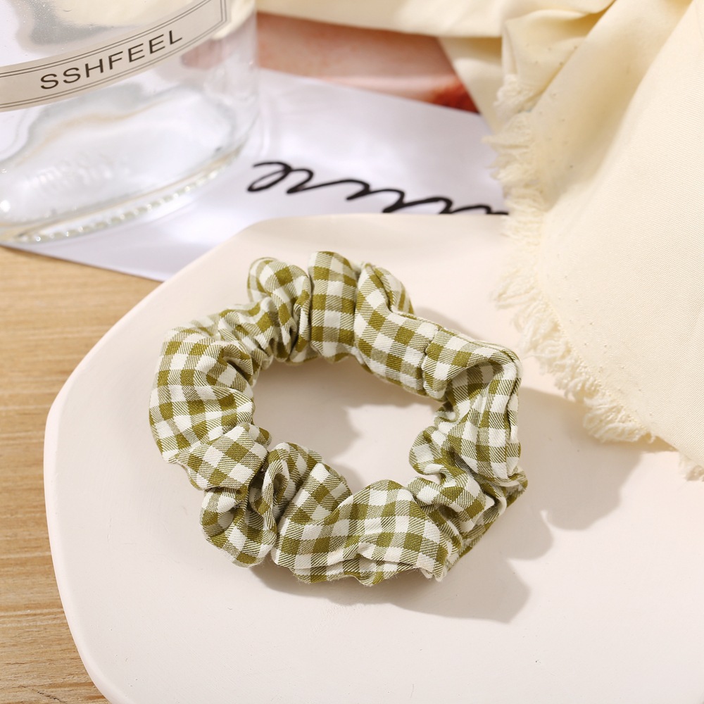 Korean Fresh Lattice Large Intestine Ring Hair Scrunchies French Retro Head Flower Tie Hair Rope Ponytail Headdress Wholesale Nihaojewelry display picture 7