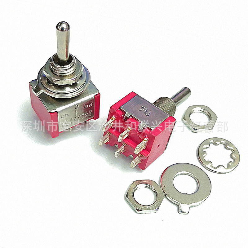 6P3T钮子开关拨动开关MTS-2032A/250V5A/120V双联六脚三档摇头