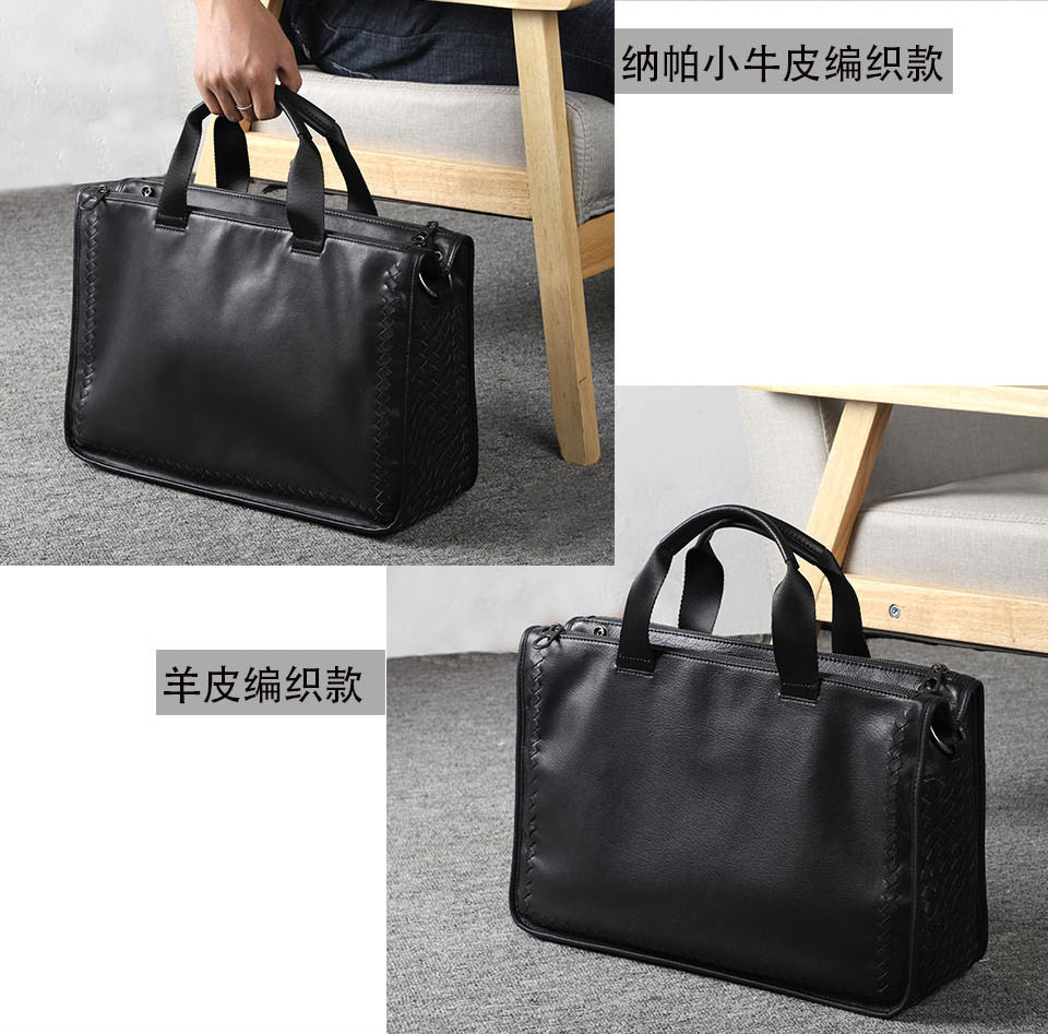 Túi xách tay nam da thật dệt da bò mềm, cặp đeo chéo một vai công sở 42×28,5×14 cm — Dệt da bò cỡ nhỏ, Dây trang trí da bò cỡ lớn, Da bò lớn dệt, Dệt Da Cừu Cỡ Nhỏ chi tiết 4
