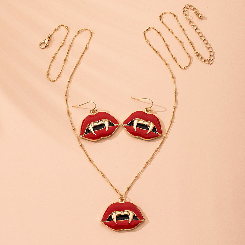 Fashion Dripping Oil Redslip With Sharp Teeth Necklace Wholesale Nihaojewelry display picture 1