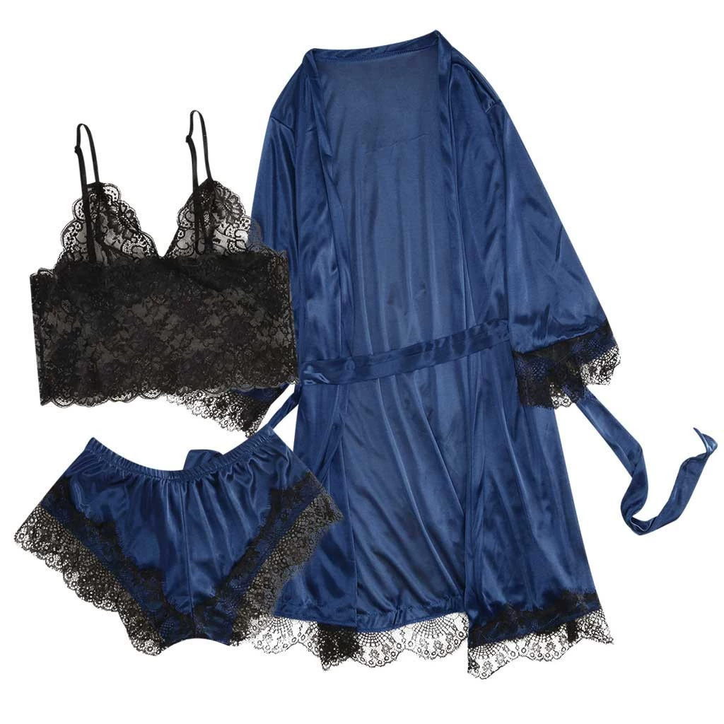 (Cross-border trading), lace underwear, set, bathrobe, 3 piece set, lifting effect