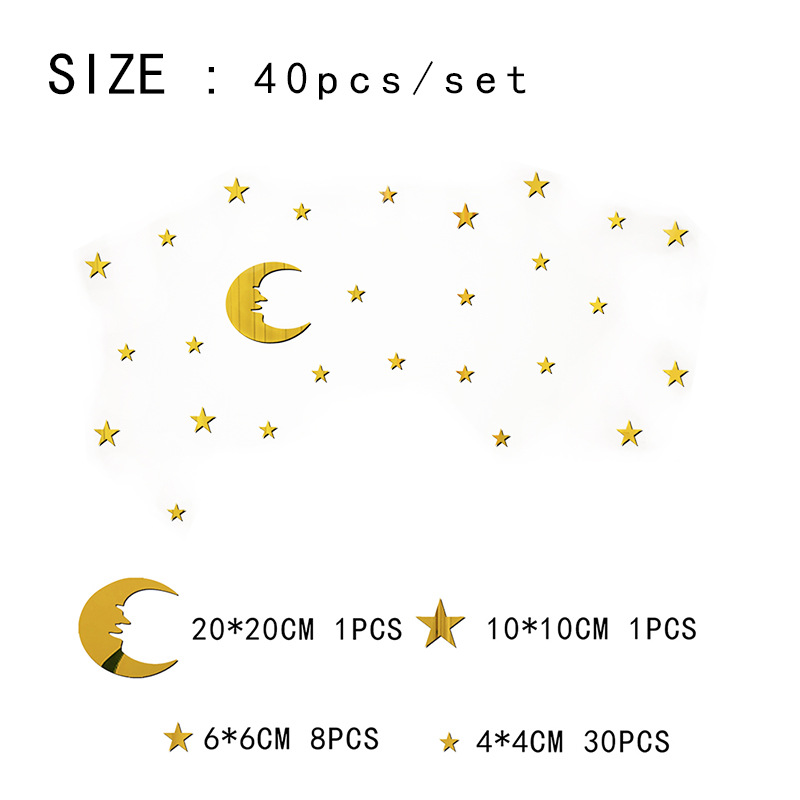 New Fashion Acrylic Mirror Star Moon Sticker display picture 15