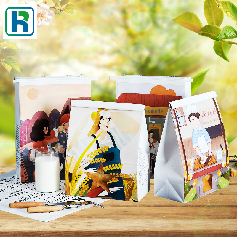 吐司烘焙包装袋 铁丝卷边印刷logo 牛皮纸袋定做防油面包袋扎口