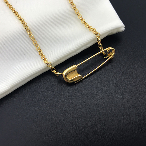 European and American ins style necklace Internet celebrity retro old chain choker gold lock pin chain choker necklace