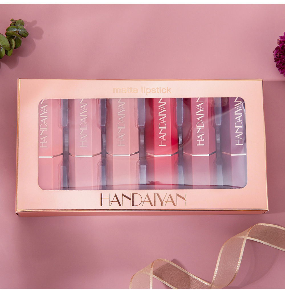 Plastic Material Stylish And Compact Six-pack Matte Waterproof Non-stick Cup Lipstick