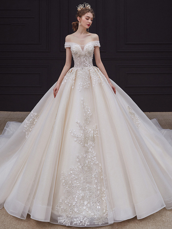 Main Wedding Dress 2025 New Style Bride One-Shoulder Forest Style Super Fairy Dreamy Big Tail Dignified French Hepburn Style