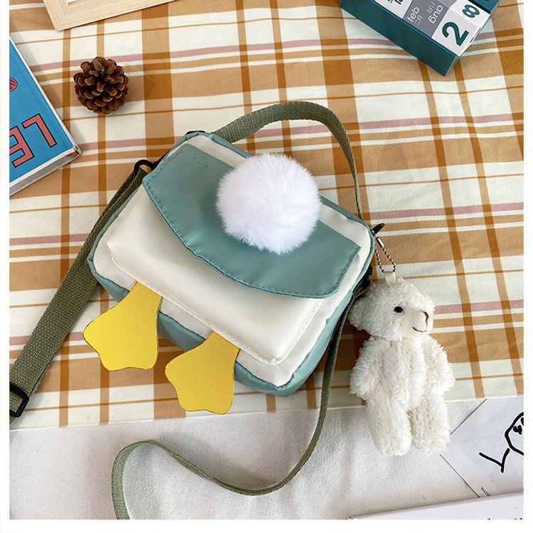 Creative and personalized duck-butted single-shoulder small square bag for women 2021 cross-border bag canvas mobile phone coin purse undefined