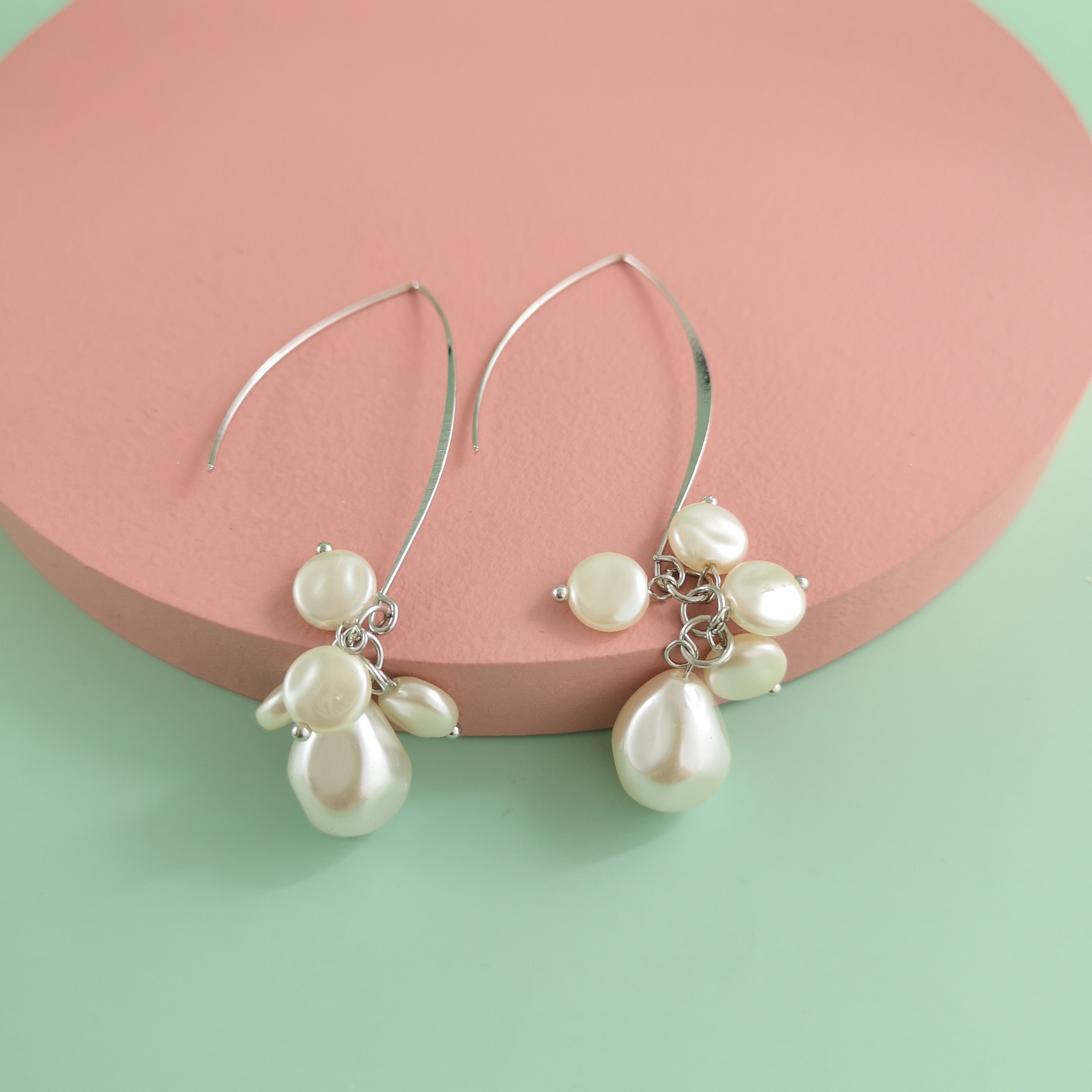 Fashion Hairpin Earrings Set Pearl Word Clip C-shaped Pearl Hairpin Earrings Wholesale display picture 8