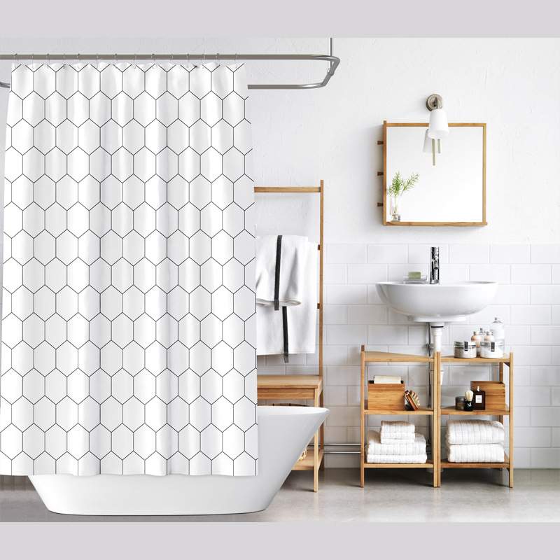 Directly From The Manufacturer: Home Honeycomb Mosaic Thickened Waterproof And Mildew-proof Bathroom Curtain, Polyester_voghion.com
