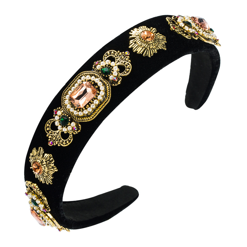 Baroque Retro Flannel Pearl Headband display picture 9