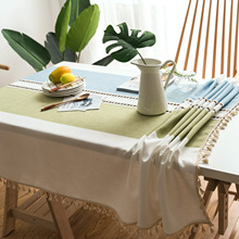 棉麻桌布流苏装饰北欧式餐桌防尘餐桌布家用厨房西餐桌装饰定做