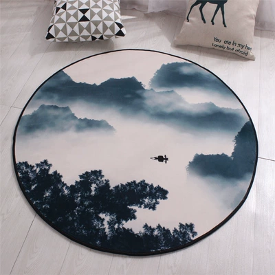 Children's cartoon bedroom bedside mat: Avtomobil döşəmə paspasları - landscape-2-screen-80cm-diameter-round