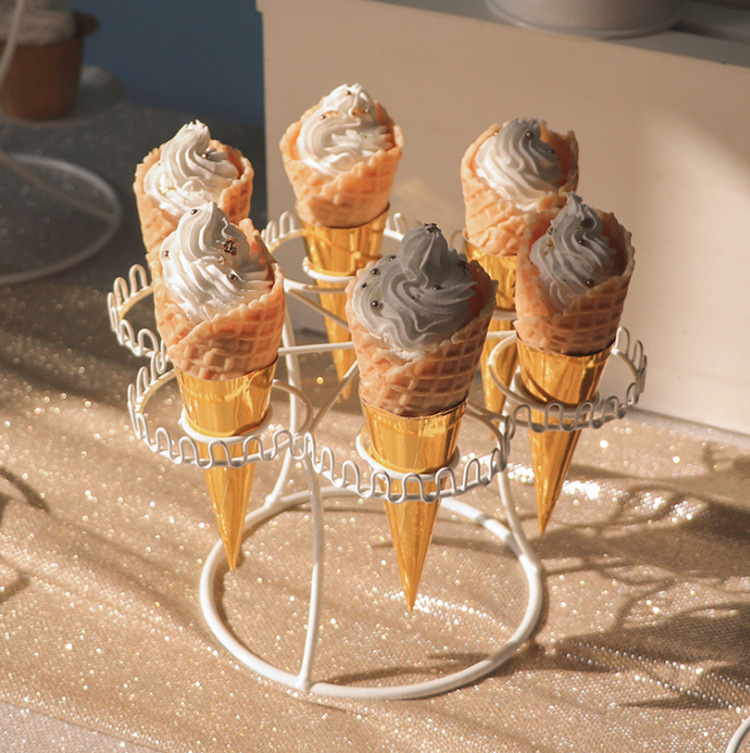 铁艺圆形架批发欧式甜品台摆件超市橱窗展示架脆皮甜筒冰淇淋支架