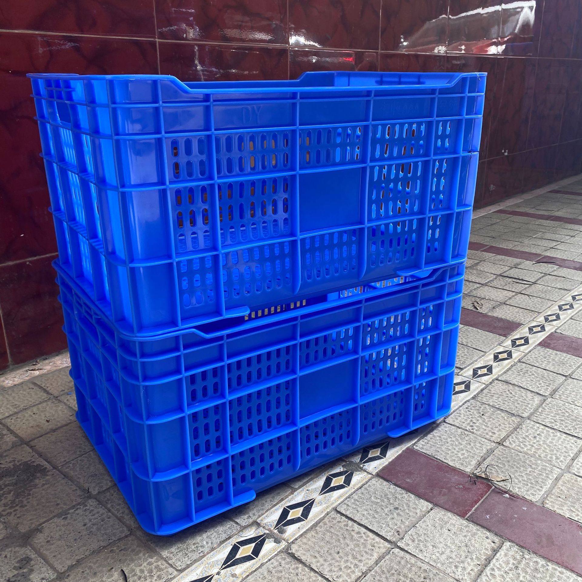 东莞黄色塑胶箱 运输物流运转周转筐 61.0*42.0*31.0cm绿色塑料箩