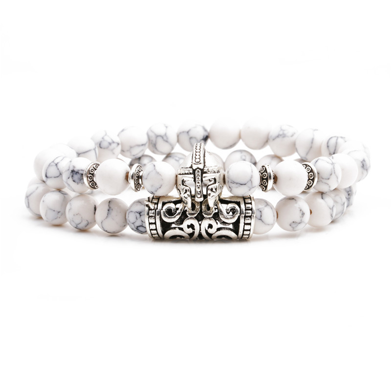 Búho Turquesa Blanco Conjunto De Codo Con Cabeza De Buda Pulsera Con Cabeza De León Pulsera Con Cuentas De Fantasma display picture 13