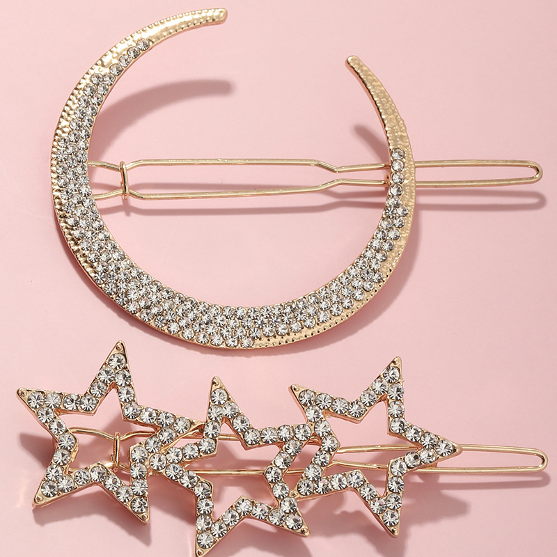 Simple Retro Geometric Micro Diamonds Stars Hairpin Set display picture 4