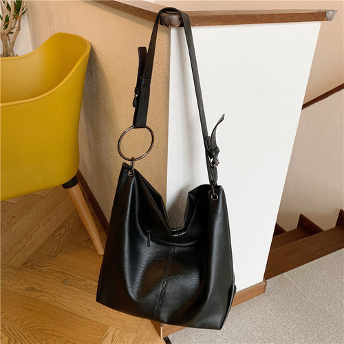 Autumn/Winter New Korean Style Vlogger Single Shoulder Large Capacity Soft Leather Crossbody Bag Fashion Simple Tote Bag for Women