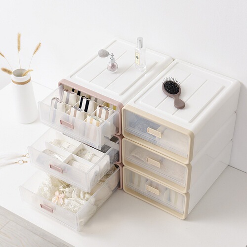Creative plastic dormitory multi-grid drawer-style underwear storage box, pants socks bra organizer, wardrobe storage