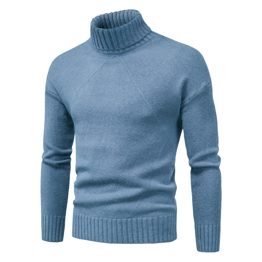 Toamna nouă pentru bărbați, pulover tricotat, cu mânecă lungă, la modă, cu guler înalt, cămașă de bază_voghion.com