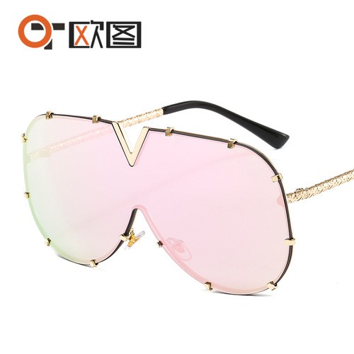 Personalized trendy V8 sunglasses for men and women, European and American style fashion glasses, one-piece personalized sunglasses wholesale