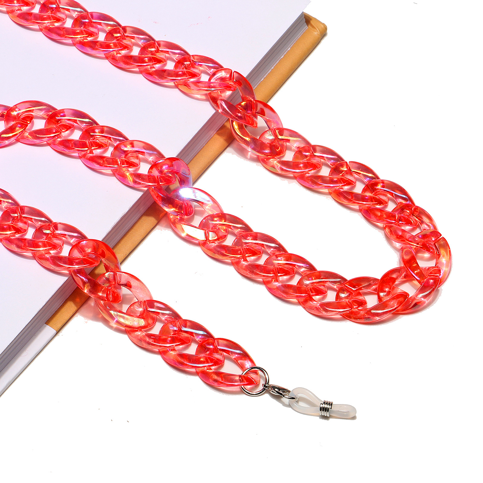 30g Weight Plastic Material White, Purple, Red, Cyan Color Acrylic Plastic Transparent Glasses Chain 5