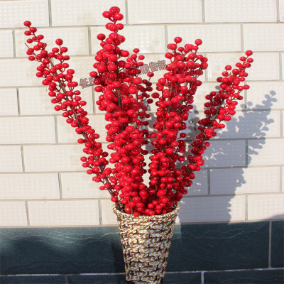 仿真发财果幸运果客厅浆果仿真花红果子冬青相思豆圣诞小红果摆件|ru