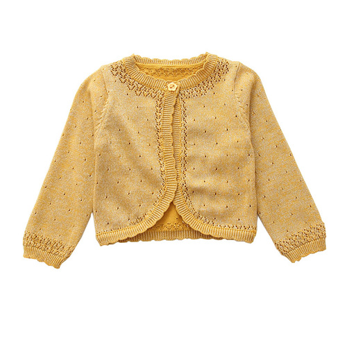 Children's one-needle cardigan, thin style for 2020 spring and summer, Korean version for girls, gold and silver wire knitted cardigan jacket, small cape