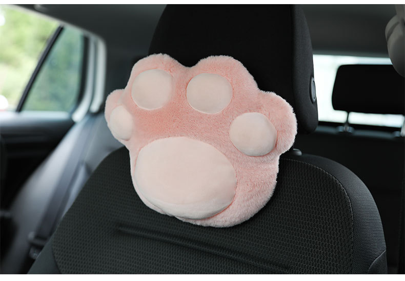 Car Plush Headrest Pillow Cute Cat Claw Car Neck Pillow Pillow Pillow Fashion Advanced Sense Car Interior Decoration Waist Pillow
